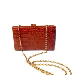 Ann Taylor Embossed Box Clutch Bag